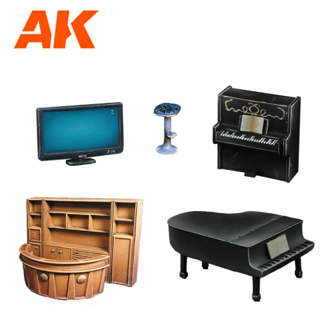AK Interactive LIVING ROOM ACCESSORIES – SCENOGRAPHY WARGAME SET