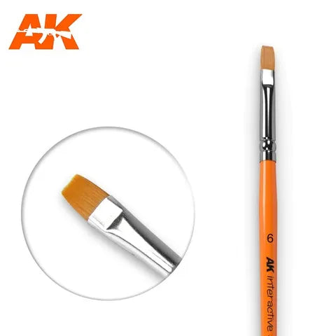 AK Interactive Brush Flat Brush 6 Synthetic