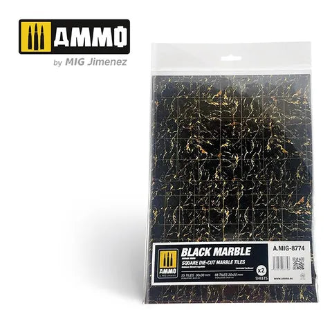 AMMO, Black Marble. Square Die-cut Marble Tiles (2)