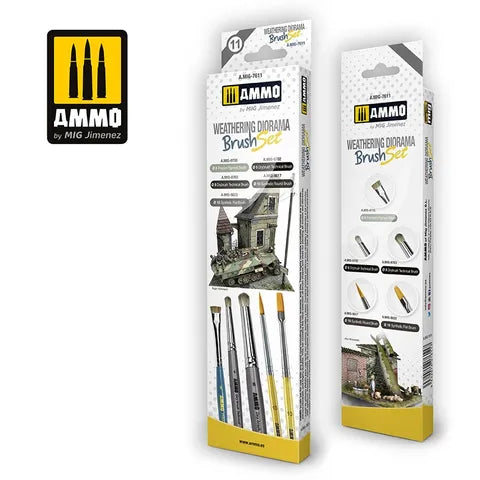 Ammo Paint, Brushes for Weathering Diorama Set (5)