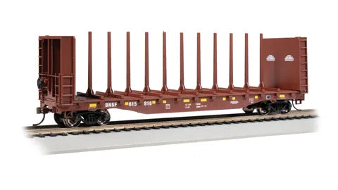BACHMANN BNSF 52FT CENTRE-BEAM FLATCAR NO 615818 BOX CAR RED HO SCALE