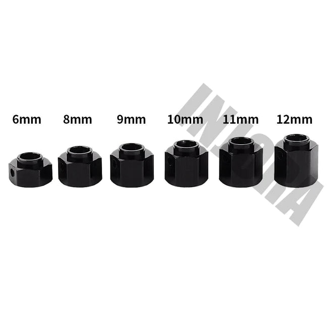 INJORA 4PCS 12mm Red/Black Metal Wheel Hex Hub Extenders for Traxxas TRX-4