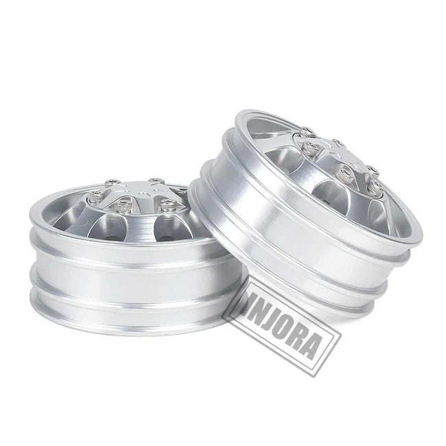INJORA 2PCS CNC Metal Front Rear Wheel Rims for 1/14 Tamiya Tractor