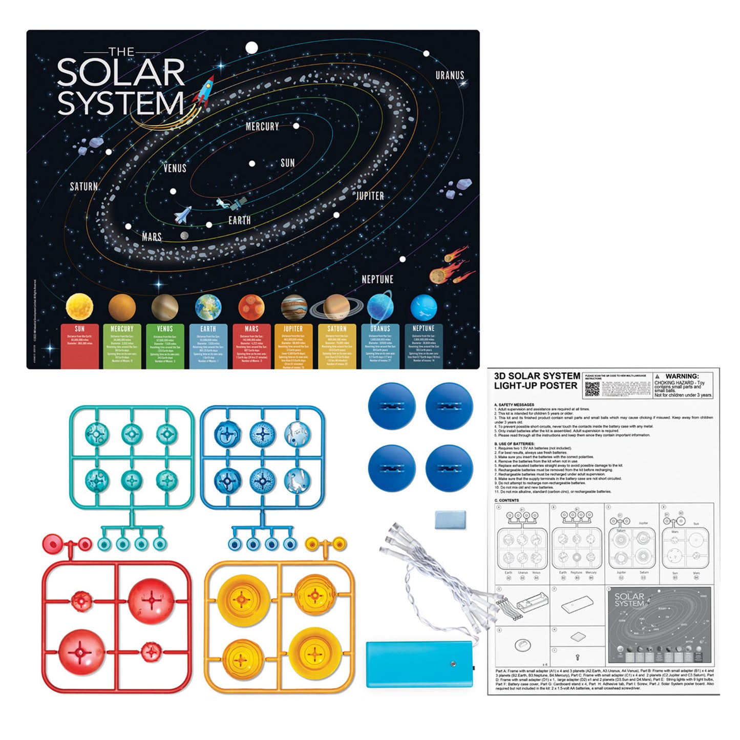 4M - KIDZLABS - 3D SOLAR SYSTEM LIGHT-UP POSTER BOARD