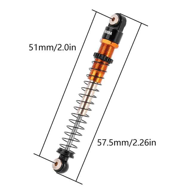 INJORA 51mm Aluminum Long Travel Threaded Double Barrel Shocks for Axial AX24 SCX24