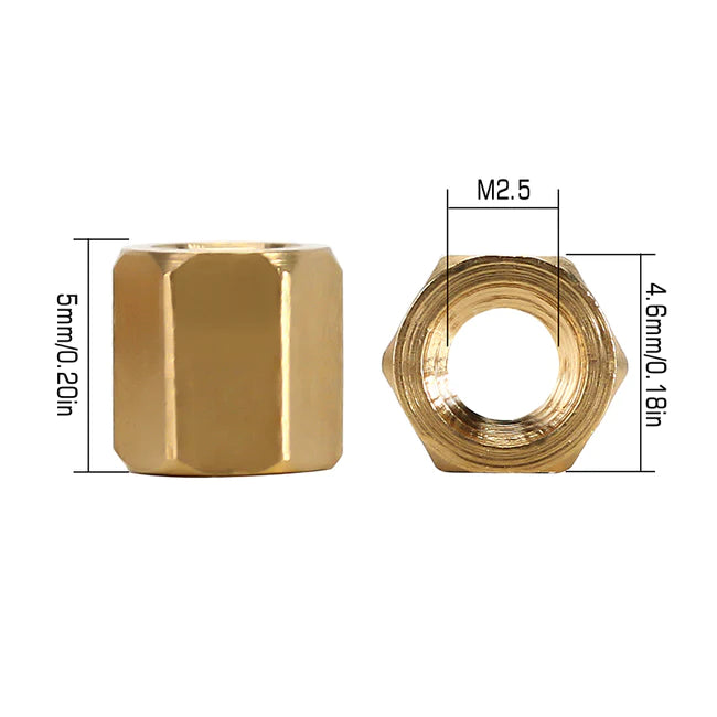 INJORA 10PCS M2.5x5mm Brass Hex Long Nuts Coupling Sleeve Nuts for 1/18 TRX4M
