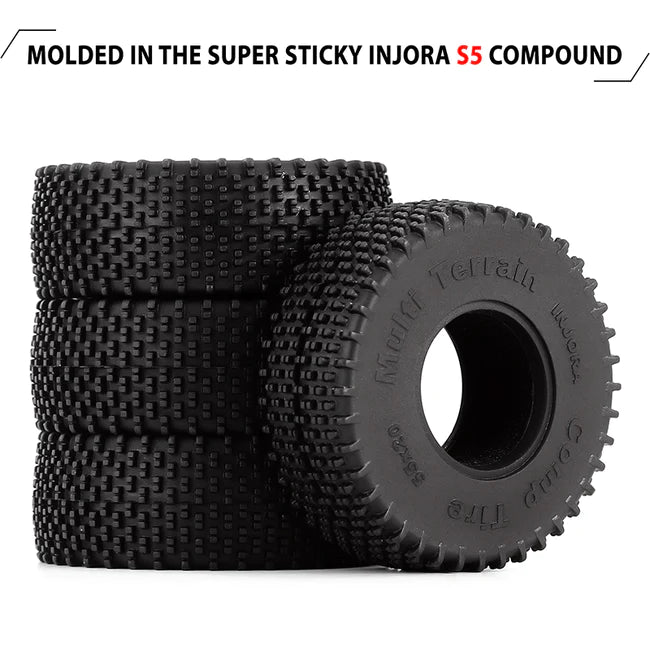 INJORA 1.0" 55*20mm S5 Mini Comp Pin Tires Multi Terrains for 1/24 Axial SCX24 (4) (T1013)