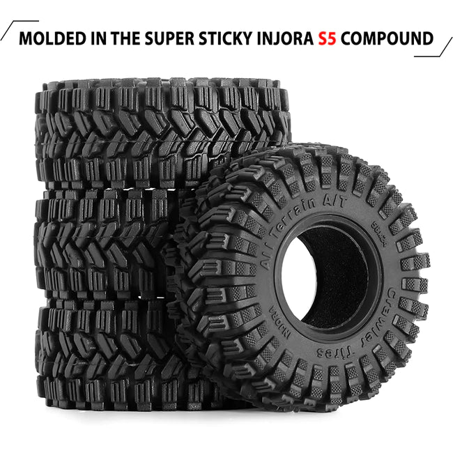 INJORA 1.0" 58*24mm S5 All Terrain Super Soft Sticky Tires for 1/18 1/24 RC Crawlers (4) (T1017)