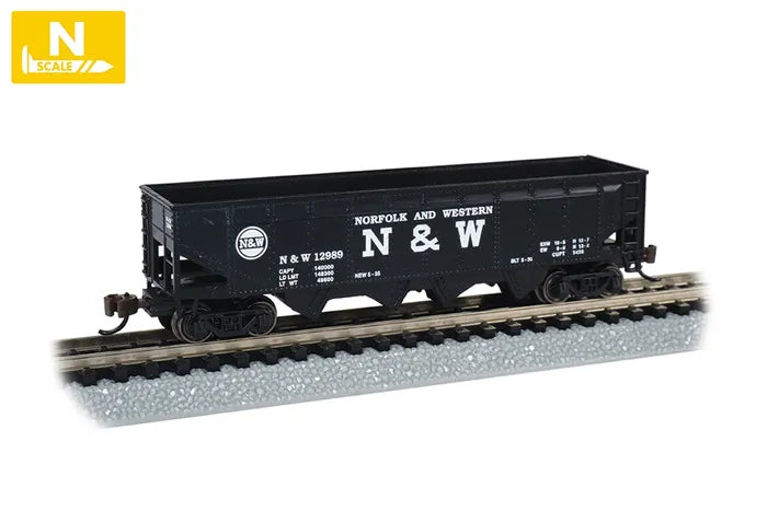 BACHMANN NORFOLK & WESTERN #12986, 40FT QUAD HOPPER, N SCALE