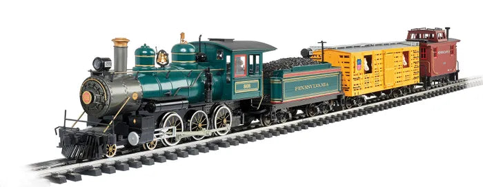 BACHMANN PRR COWCATCHER #868 TRAIN SET W/BALDWIN 4-6-0 STEAM LOCO, G SCALE