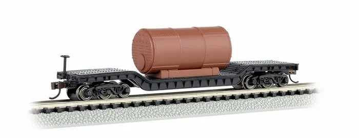 BACHMANN 52FT CENTRE DEPRESSED FLAT CARW/BOILER, N SCALE