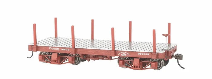 BACHMANN 18FT FLAT CARS ( 2/BOX ) UNLETTERED PAINTED OXIDE RED
