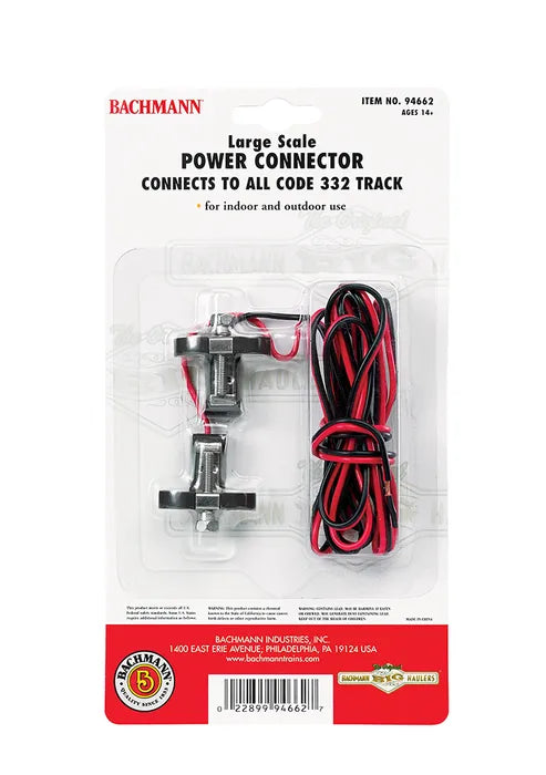 BACHMANN POWER CONNECTOR, SUITS CODE 332TRACK/INDOOR/OUTDOOR, G SCALE