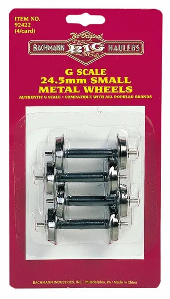 BACHMANN SMALL METAL WHEEL SET, 4PCS 24.5 MM, G SCALE