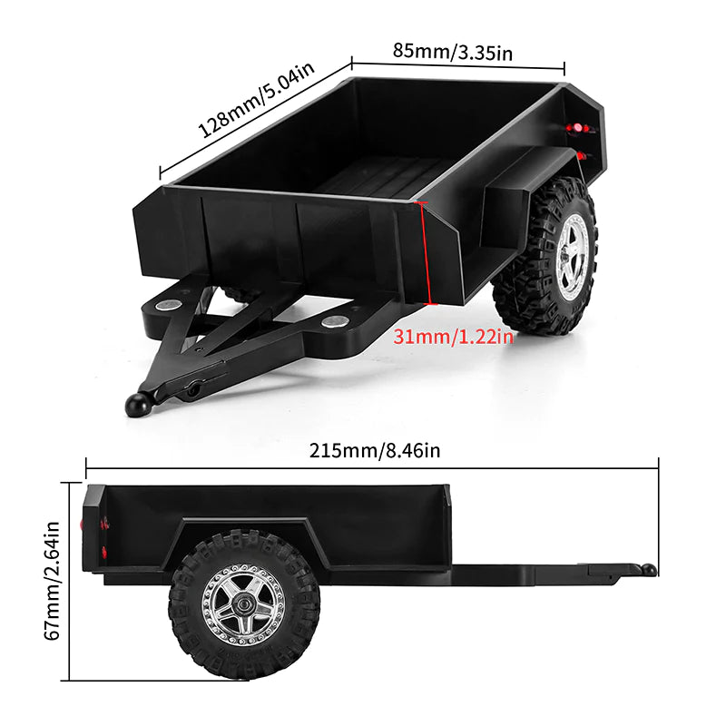 INJORA Utility Trailer With Hitch And Storage Boxes For 1/18 TRX4M