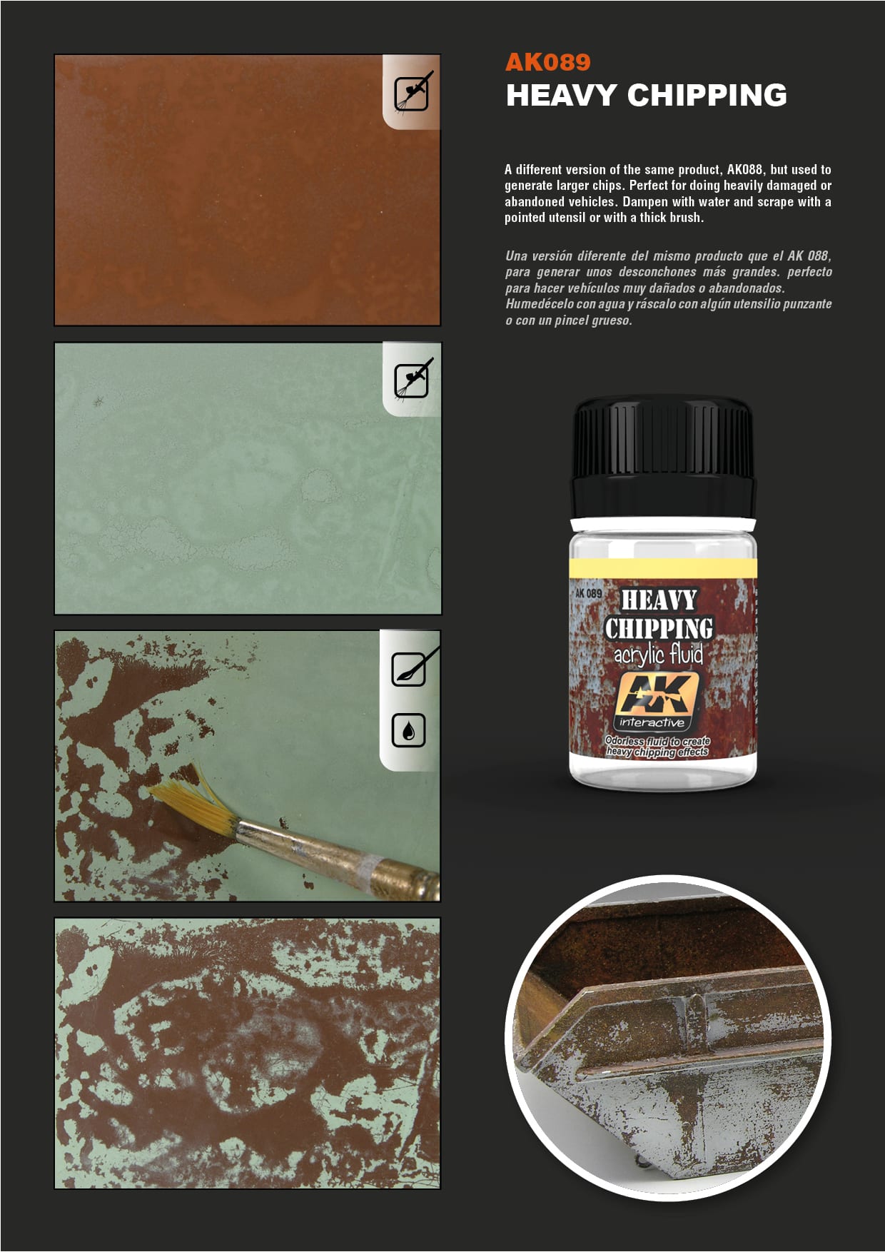 AK INTERACTIVE ENAMEL HEAVY CHIPPING EFFECTS ACRYLIC FLUID