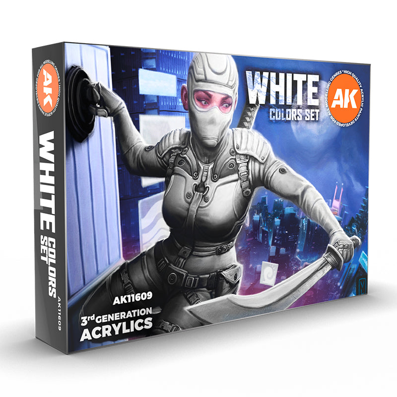 AK Interactive Acrylic White Colours Set