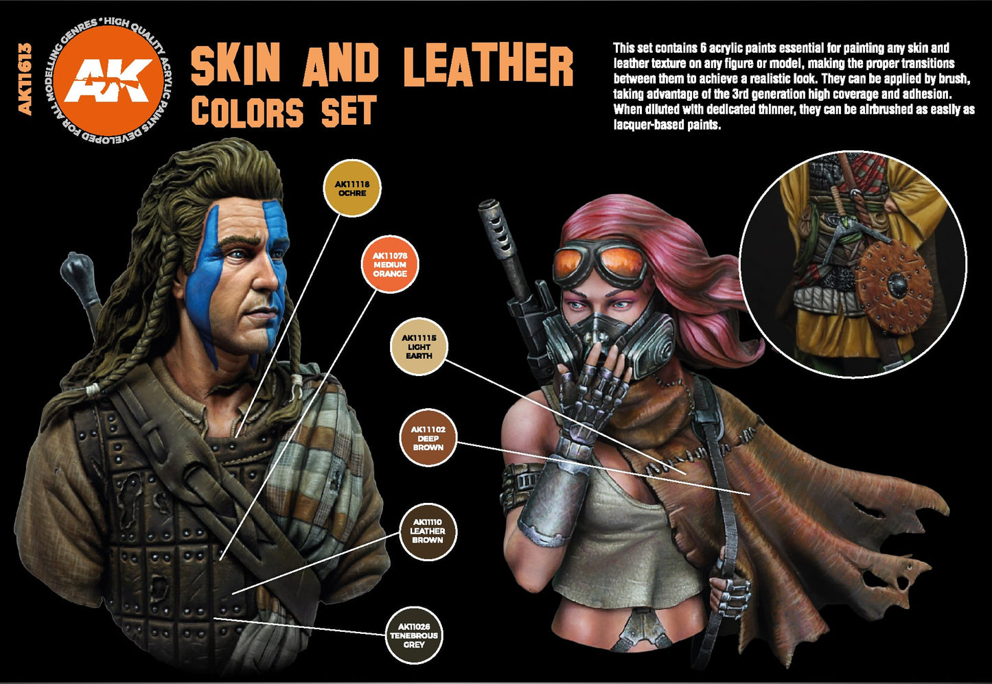 AK Interactive Acrylic Skin And LeatherColours Set