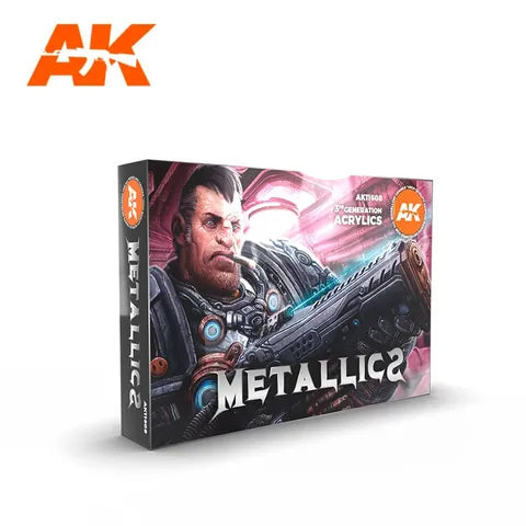 AK Interactive Acrylic Metallics Set