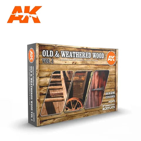 AK Interactive Acrylic OLD & WEATHERED WOOD VOL1 3G