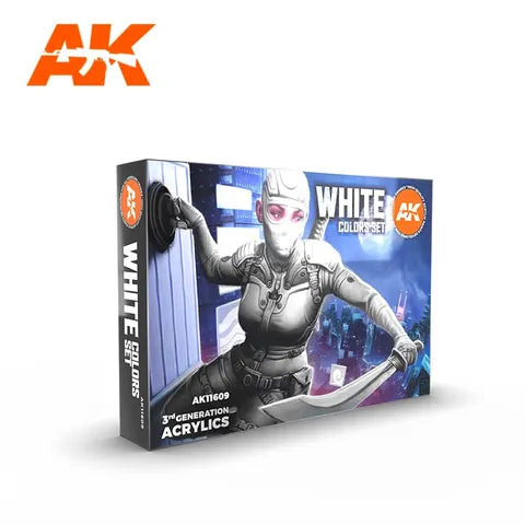 AK Interactive Acrylic White Colours Set