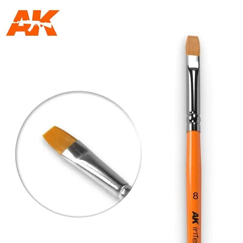 AK Interactive Brush Flat Brush 8 Synthetic