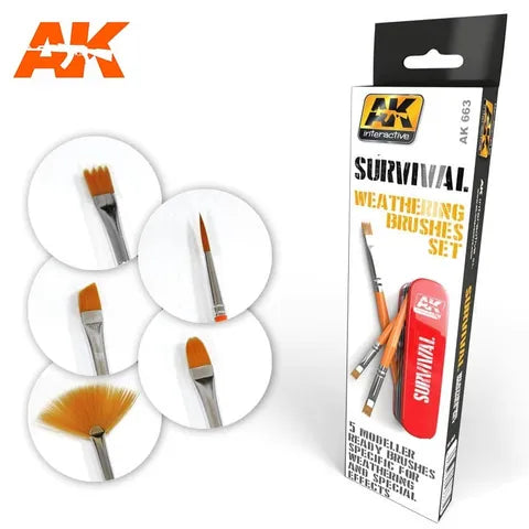 AK Interactive Brush Survival WeatheringBrush Set
