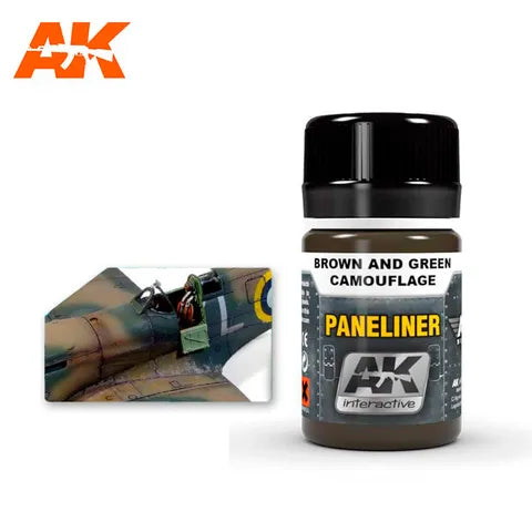 AK Interactive Enamel Paneliner For Brown And Green Camouflage 35ml