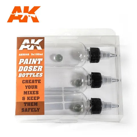 AK Interactive Paint Doser Bottles 3X100ml