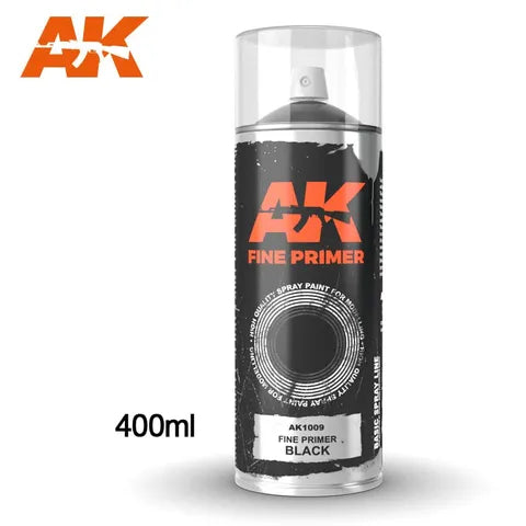 AK INTERACTIVE SPRAYS FINE PRIMER BLACK- SPRAY 400ML