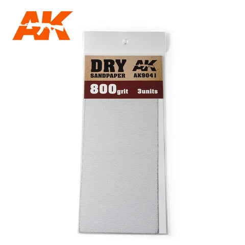 AK Interactive Tools Dry Sandpaper 800 Grit. 3 Units