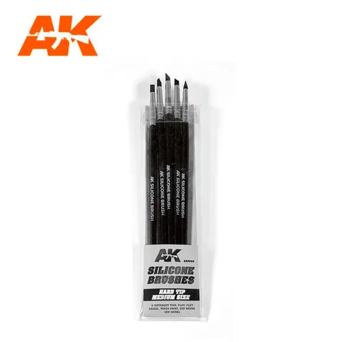 AK Interactive Tools Set Of 5 Silicone Brushes Hard Tip Medium