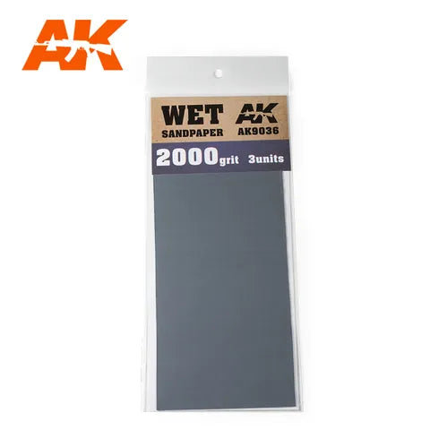 AK Interactive Tools Wet Sandpaper 2000Grit. 3 Units