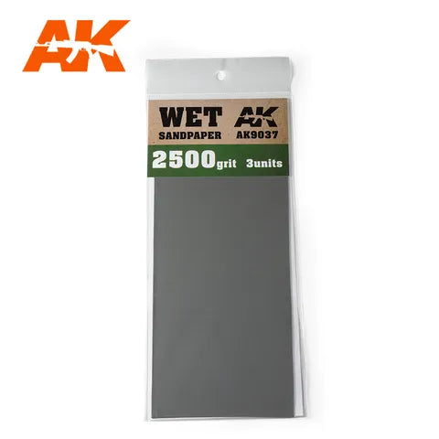 AK Interactive Tools Wet Sandpaper 2500Grit. 3 Units