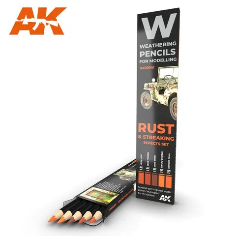 AK INTERACTIVE WATERCOLOR PENCIL SET RUST AND STREAKING