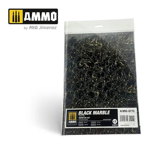 AMMO, Black Marble. Round Die-cut for Bases for Wargames (2)