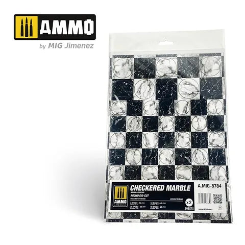 AMMO, Checkered Marble. Round Die-cut for Bases for Wargames (2)