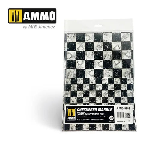 AMMO, Checkered Marble. Square Die-cut Marble Tiles (2)
