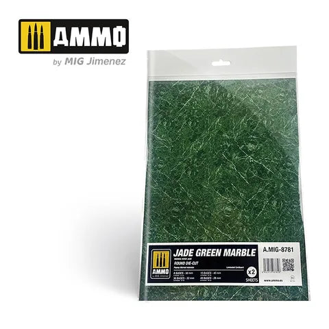 AMMO, Jade Green Marble. Round Die-cut Bases for Wargames (2)