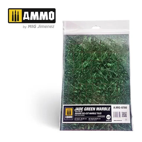 AMMO, Jade Green Marble. Square Die-cutMarble Tiles (2)
