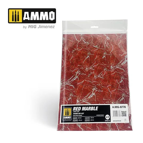 AMMO, Red Marble. Round Die-cut for Bases for Wargames (2)