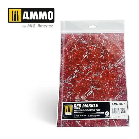 AMMO, Red Marble. Square Die-cut MarbleTiles (2)