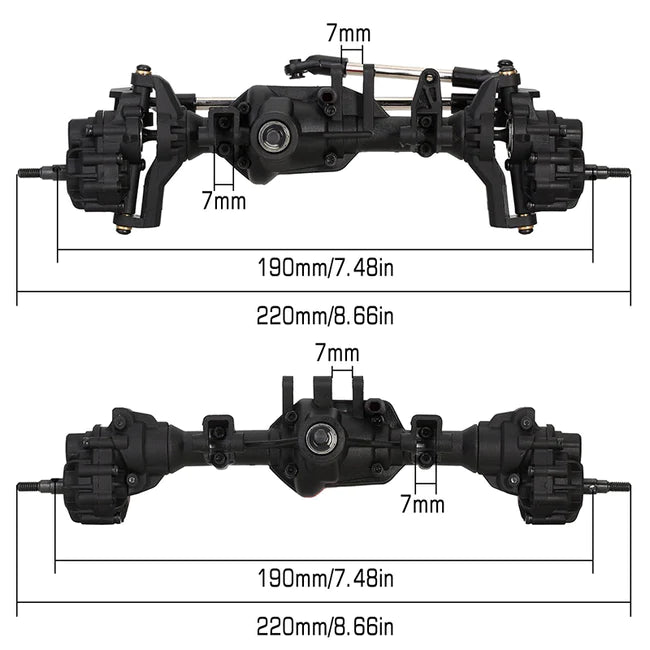 INJORA Complete Front Rear Straight Portal Axles for 1/10 TRX4 (AX-T003 AX-T004)