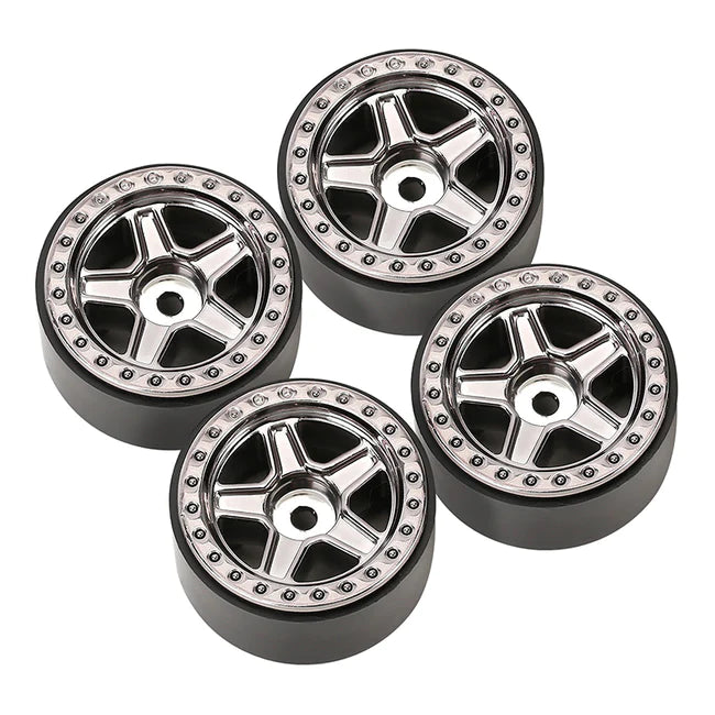 INJORA 1.0" 5-Spokes Plastic Beadlock Wheel Rims for 1/24 RC Crawlers (4) (W2407)