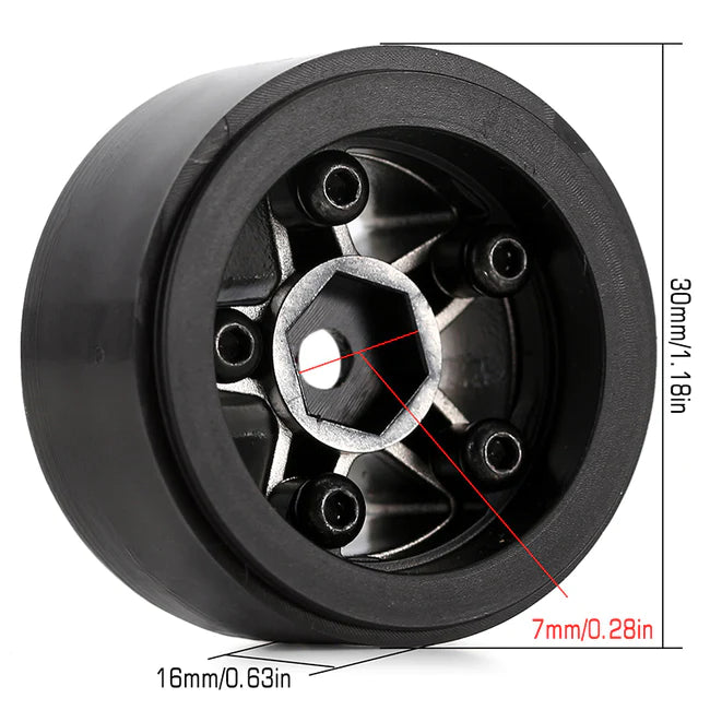 INJORA 1.0" 5-Spokes Plastic Beadlock Wheel Rims for 1/24 RC Crawlers (4) (W2407)