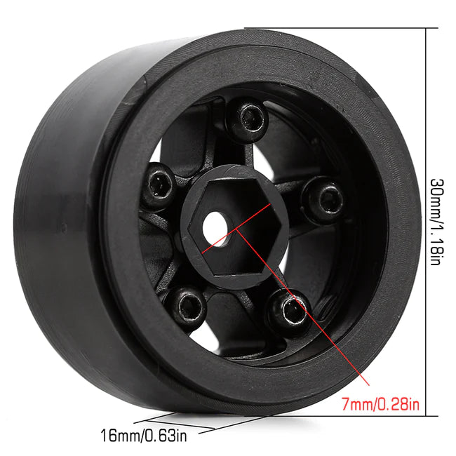 INJORA 1.0" 5-Spokes Plastic Beadlock Wheel Rims for 1/24 RC Crawlers (4) (W2407)