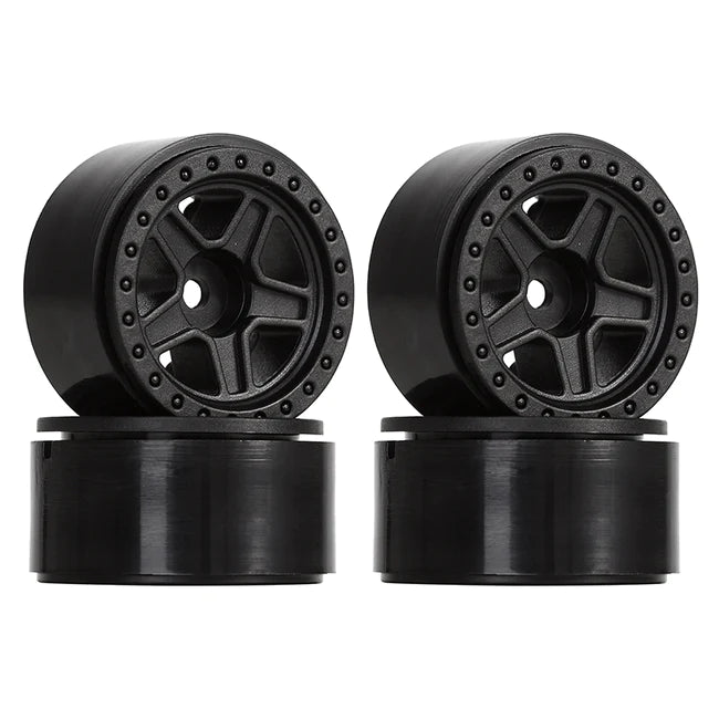 INJORA 1.0" 5-Spokes Plastic Beadlock Wheel Rims for 1/24 RC Crawlers (4) (W2407)