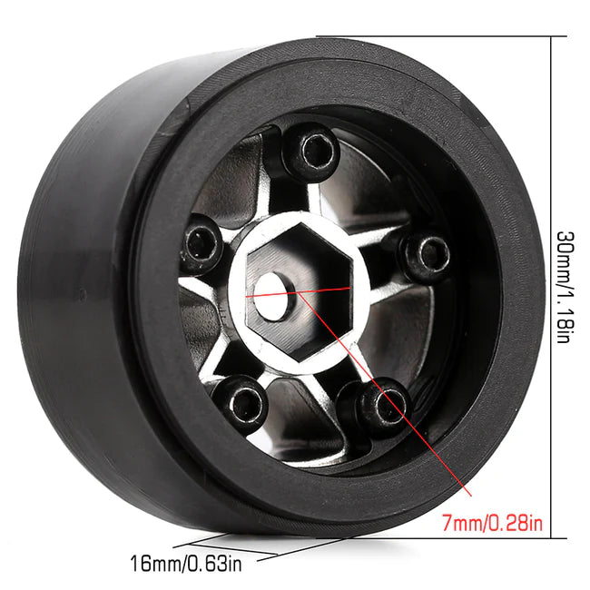 INJORA 1.0" 5-Spokes Plastic Beadlock Wheel Rims for 1/24 RC Crawlers (4) (W2407)