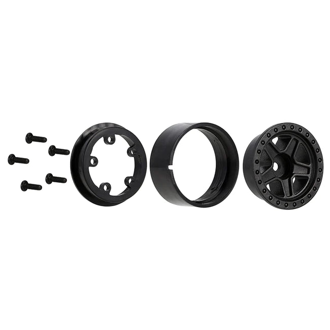 INJORA 1.0" 5-Spokes Plastic Beadlock Wheel Rims for 1/24 RC Crawlers (4) (W2407)