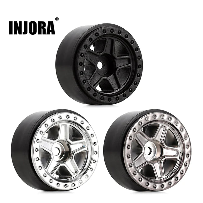 INJORA 1.0" 5-Spokes Plastic Beadlock Wheel Rims for 1/24 RC Crawlers (4) (W2407)